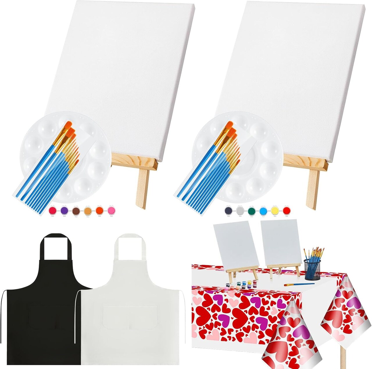 13 Pcs Valentine Sip and Paint Kit Couple Date Night Painting Set(black, white)